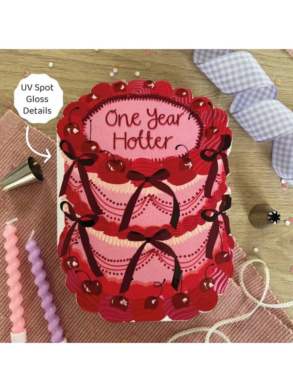 ($6) Birthday Cake Shaped Birthday Cards - One Year Hotter